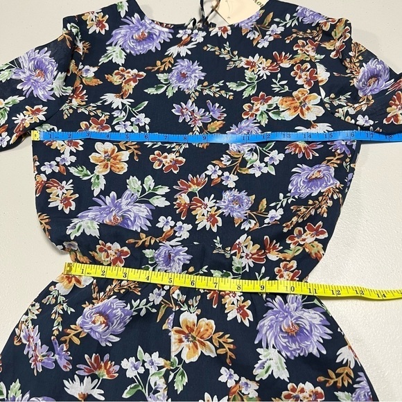 🆕 Showpo. Calling You Out Playsuit Navy Floral Tie Open Back Long Sleeve Romper - Picture 9 of 13